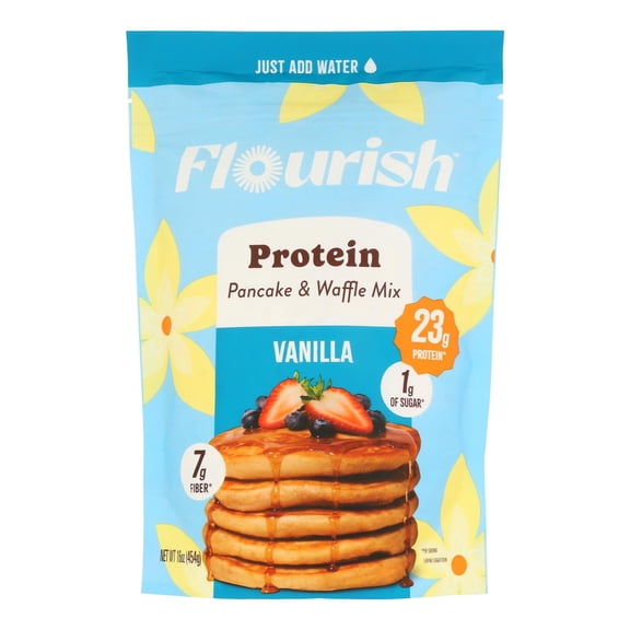 Flourish: Protein Pancake And Waffle Mix Vanilla, 16 Oz