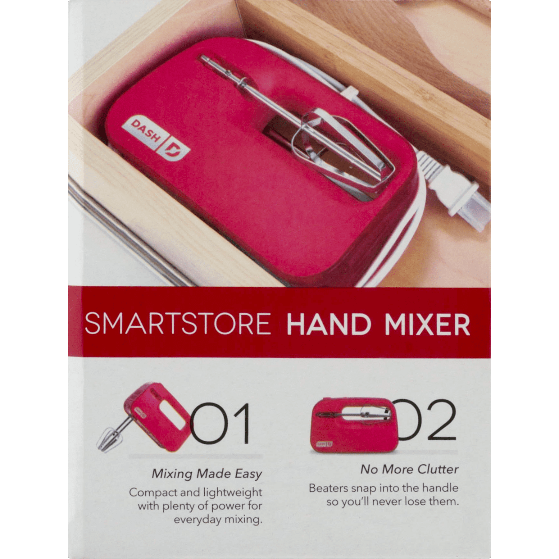 Dash 3-Speed SmartStore Hand Mixer in Red