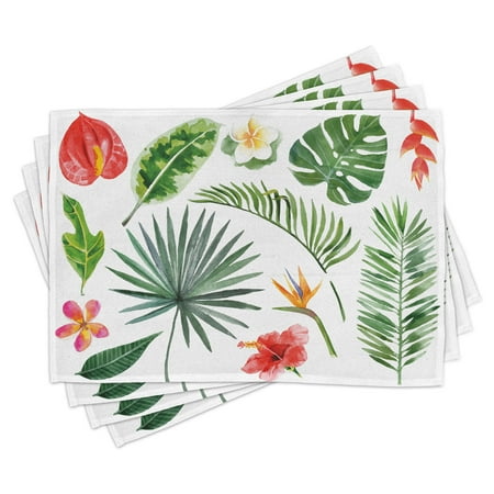 

Ambesonne Plant Place Mats Set of 4 Heliconia Philodendron Standard Size Multicolor