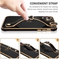 thumbnail image 3 of iPhone 12 Case, Phone Case for iPhone 12, Cute Heart Wristband Lanyard Cross Body Strap Electroplated Camera Protection Shockproof Protective Case Women Girls for iPhone 12 6.1"-Black, 3 of 15
