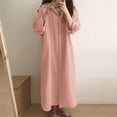 thumbnail image 2 of YDFCWXW Womens Chic Button Down Rolled-Up Sleeve Long Cotton Blouse Maxi Dress Pink, M, 2 of 6