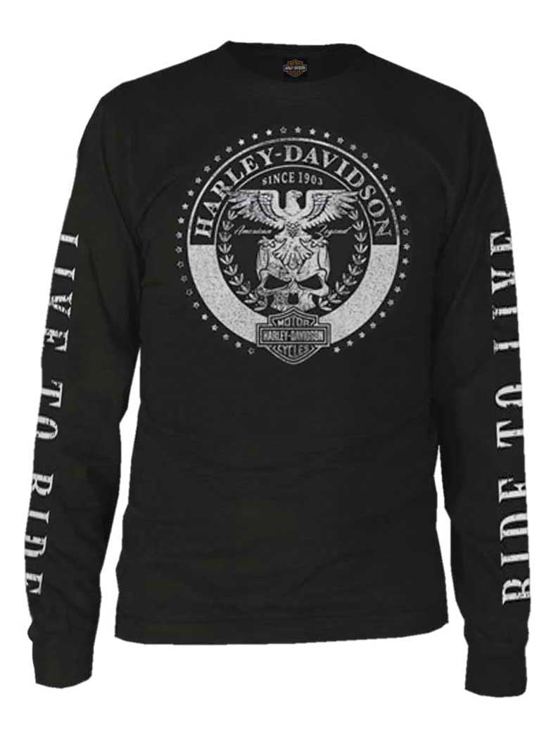 Harley Davidson Mens Vintage Medallion Long Sleeve Crew Neck Shirt Black 5xl Harley 