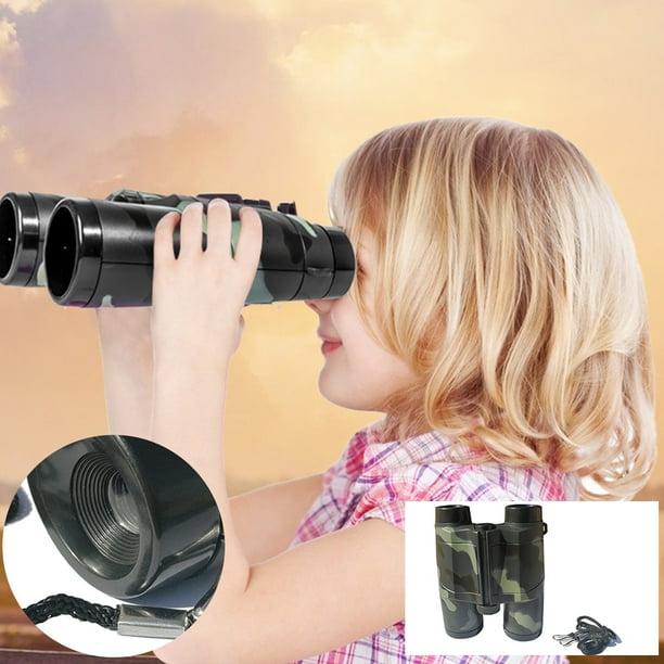 Binoculares infantiles de camuflaje 4x con zoom óptico, juguete de rompecabezas con alcance de 200 metros y distancia focal ajustable. Ideal para niños de primaria.
