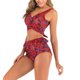 thumbnail image 2 of Traje de baño para mujer, sin montura, de talle alto, en capas, con volantes en la espalda, con tiras, trajes de baño divididos transpirables para actividades acuáticas, Rojo M, 2 of 7