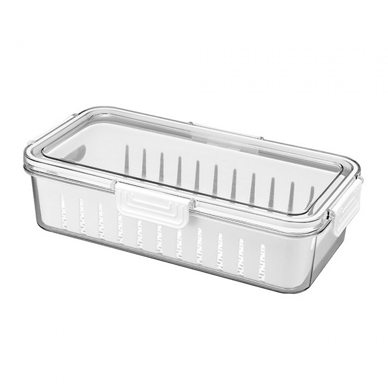 Fruit Storage Containers Airtight Food Containers with Lid with Removable Drain Colanders Produce Saver for Home Kicthen Food White