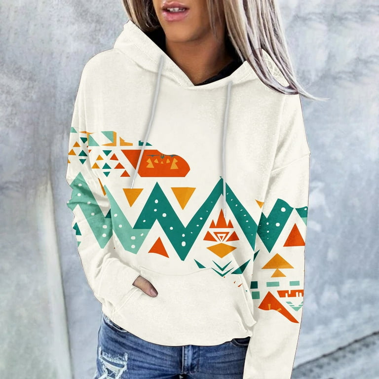 Women's Casual Print Ethnic Style Long Sleeve Pocket Hoodie