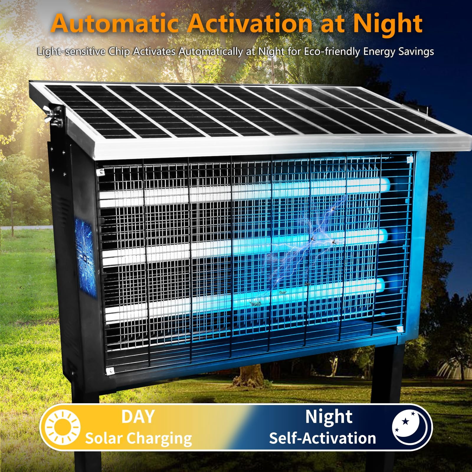 Coospider 8000 sq ft Solar Bug Zapper, 30W Rechargeable Outdoor Mosquito Killer for Patio Garden