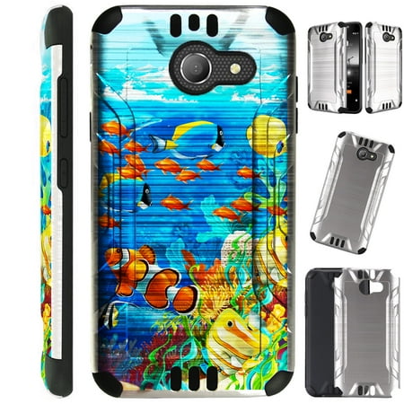 Silver Reef (For Alcatel A30 | Alcatel Kora | Alcatel Zip Case Brushed Metal Texture Hybrid TPU Silver Guard Phone Cover (Ocean)