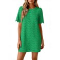 thumbnail image 2 of Women's Summer Casual Solid Round Neck Short Sleeve Mini Dress, 2 of 6