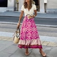 thumbnail image 2 of Womens Popular Summer New Print Loose Patchwork Ruffled A-Line Large Hem Skirt, 2 of 6