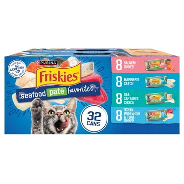 Purina Friskies Pate Seafood Favorites Variety Pack, Wet Cat Food, 5.5 oz Cans, 32 Pack