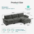 thumbnail image 3 of Linsy Home Oversized 4-Piece Sofa Set for Living Room, Comfy Corduroy Living Room Furniture Set Include Sectional Couch, Accent Chair and 2 Movable Ottomans, Grey, 3 of 10