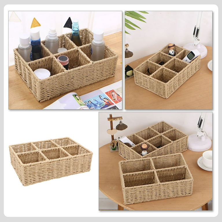 Rattan Plastic Weave Basket, Storage Bins Organizer For Closet, Shelf,  Kitchen, Pantry And Bathroom - Ideal For Makeup, Cosmetics, Hair Supplies,  And