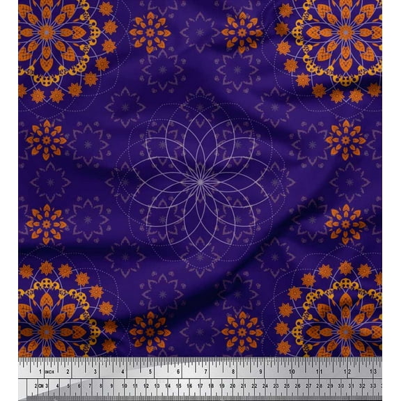 Soimoi Cotton Duck Fabric Mandala Decorative Print Sewing Fabric Yard 42 Inch Wide