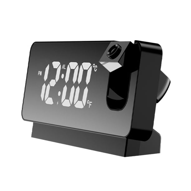 Reloj despertador Bearachild proyección termómetro pantalla LED USB ángulo ajustable Negro