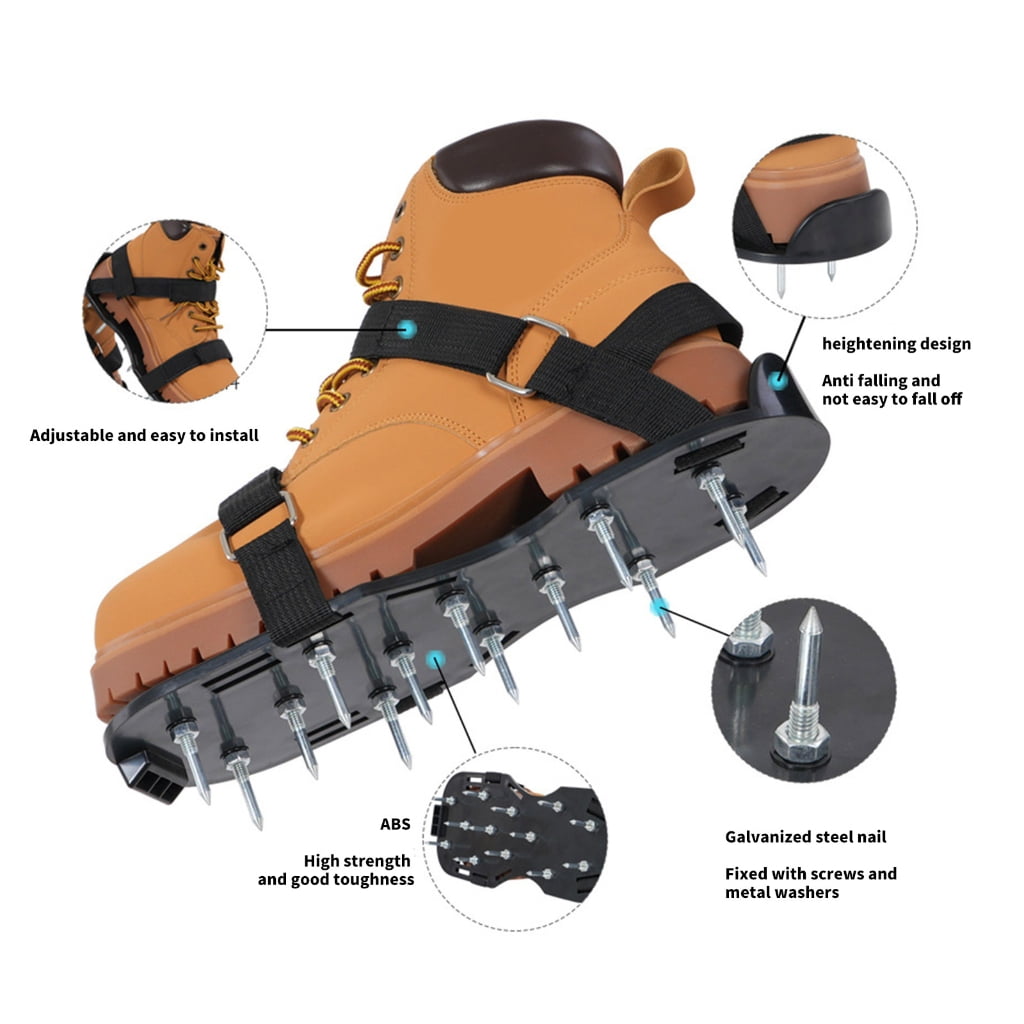 PatungKu Durable Lawn Aerator Shoes With 13 Metal Spikes For Soil Aeration Gardening