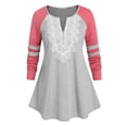 thumbnail image 1 of Talla grande ColorBlock GuiPur Encace T Shirt Rosegal Mangas largas de talla grande, 1 of 5