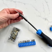 Apollo Tools Compact 81 Piece Tool Set with 3.6V Li-Ion Rechargeable USB Cordless Screwdriver - DT2020 Blue/Gray
