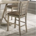 thumbnail image 3 of Set of 2 Grayish Brown Solid Wood Counter Chairs, Modern Farmhouse Ladderback Dining Chairs with Upholstered Cushion, 3 of 10