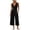 *Black, variant on VBVC Women's Cotton Linen Jumpsuit with Pockets , V-Neck Button Down Wide Leg Romper For Women , Ladies' Summer Casual Cropped Overalls, S-2XL