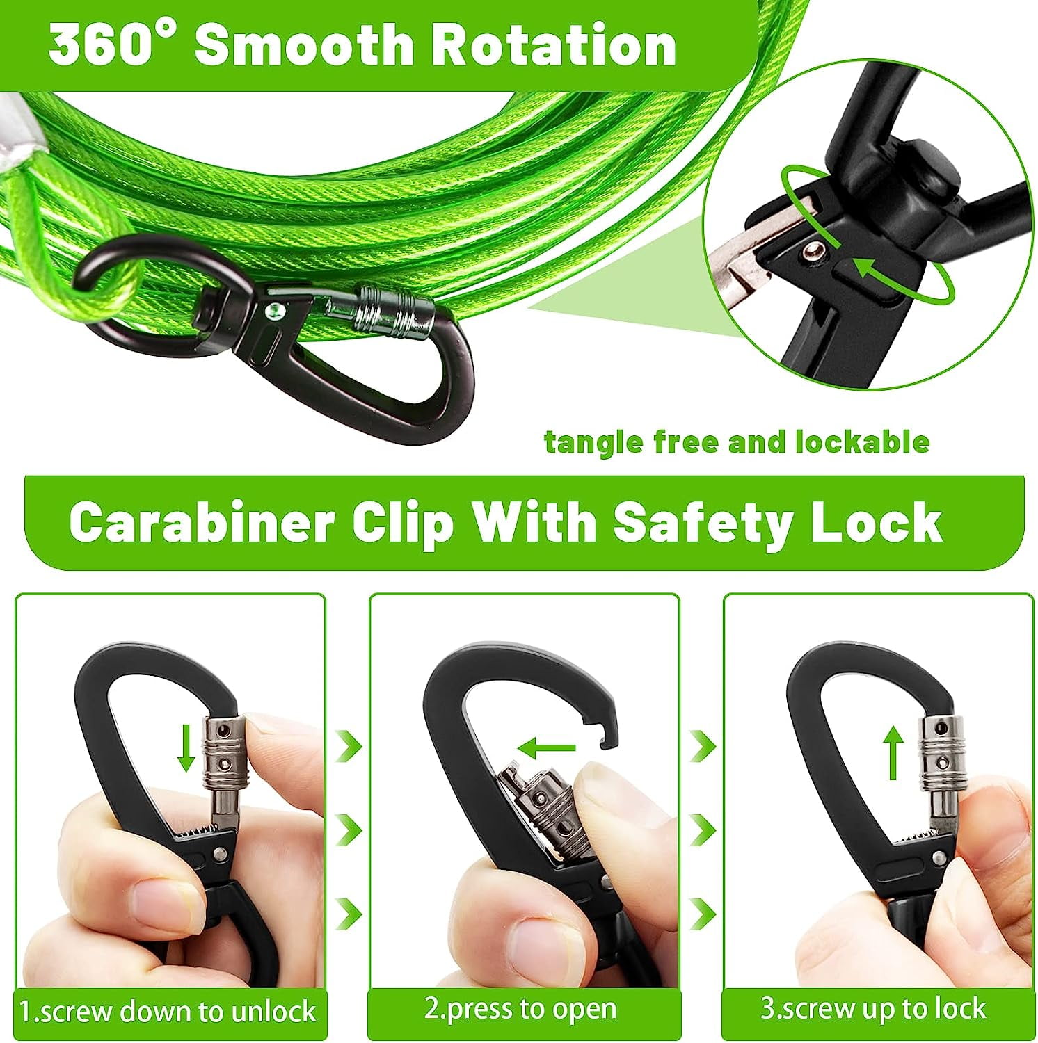 Cavo Per Cani HaiYUAN - Lunghezza 10-30 FT, Per Cani Fino A 165 Lbs | Ideale Per Giardino, Campeggio - Foto 11