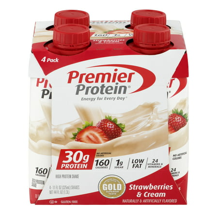 Premier Protein Shake, Strawberries & Cream, 30g Protein, 11 Fl Oz, 4 (Best Protein Products For Weight Loss)
