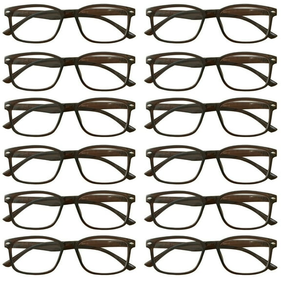 12 Packs Womens Square Frame Blue Light Blocking Computer Reading Glasses Classic Style Readers +1.00