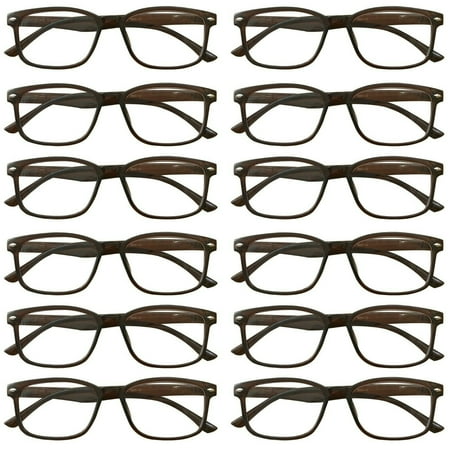 12 Packs Womens Square Frame Blue Light Blocking Computer Reading Glasses Classic Style Readers +1.50