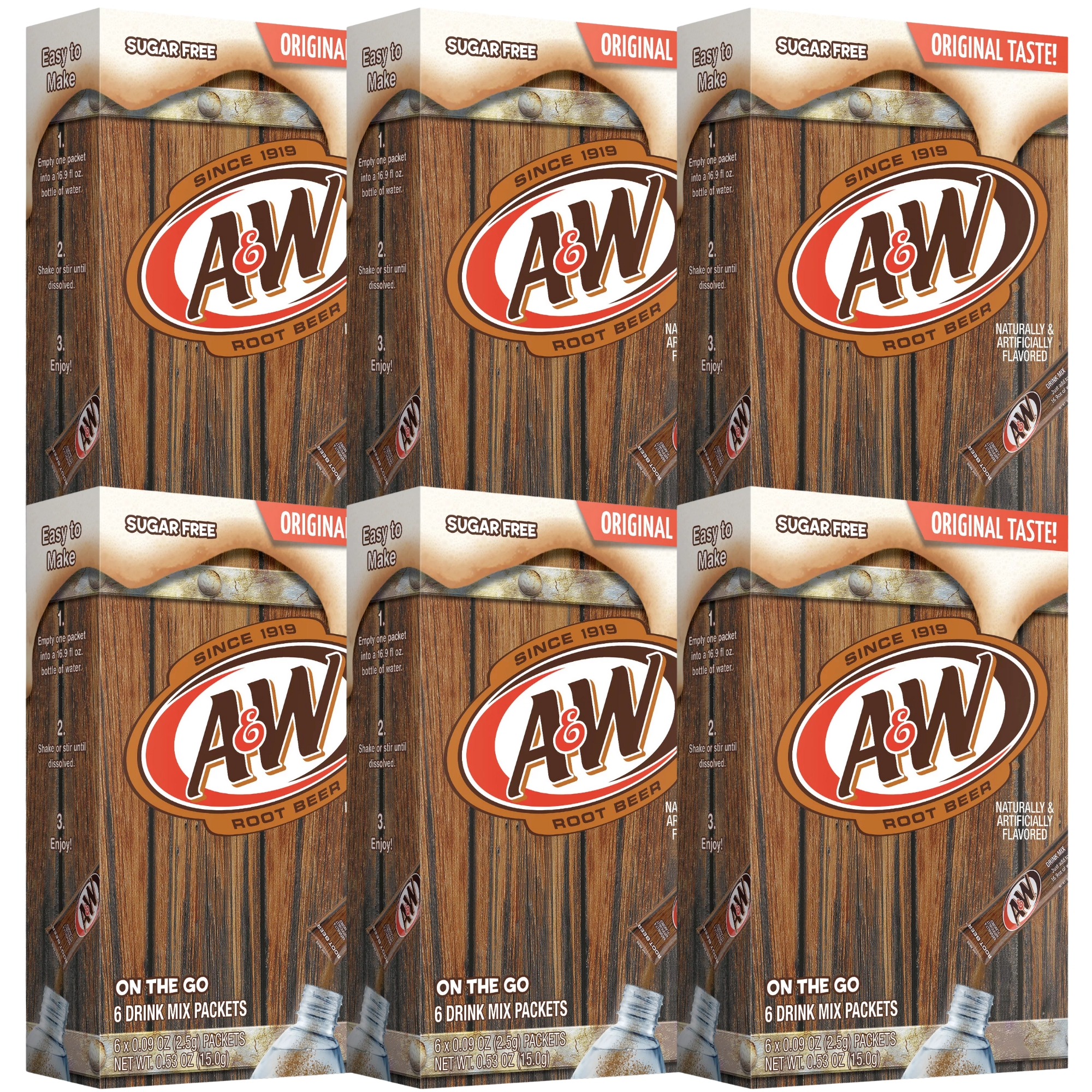 A&W Singles To Go Powder Drink Mix Sugar Free NonCarbonated Root Beer