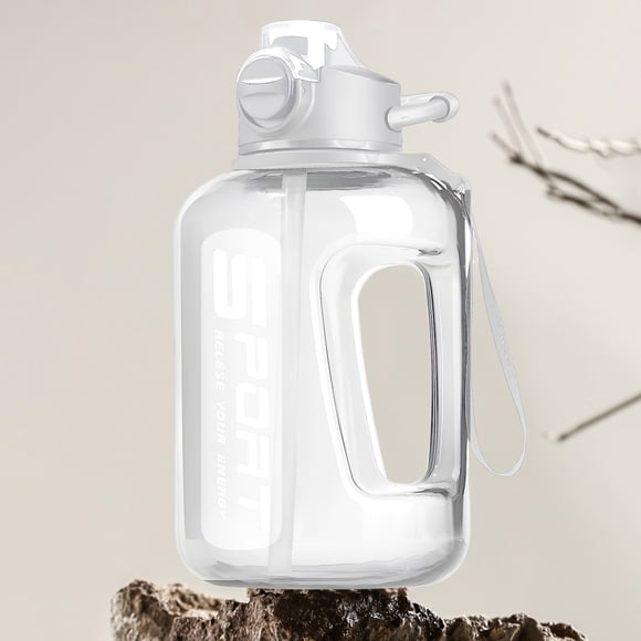 Boovnll Water Bottle With Graduation Marking Drinking Water Bottle With Straw Leakproof Sports Water Bottle For Gym Camping Outdoor White