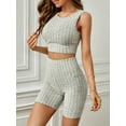 thumbnail image 3 of Bslissey Women's Casual Shorts Sets Sleeveless Cropped Ribbed Tank Tops with High Waist Shorts 2Pcs Ladies Soft Solid Color Loungewear Outfits, 3 of 7