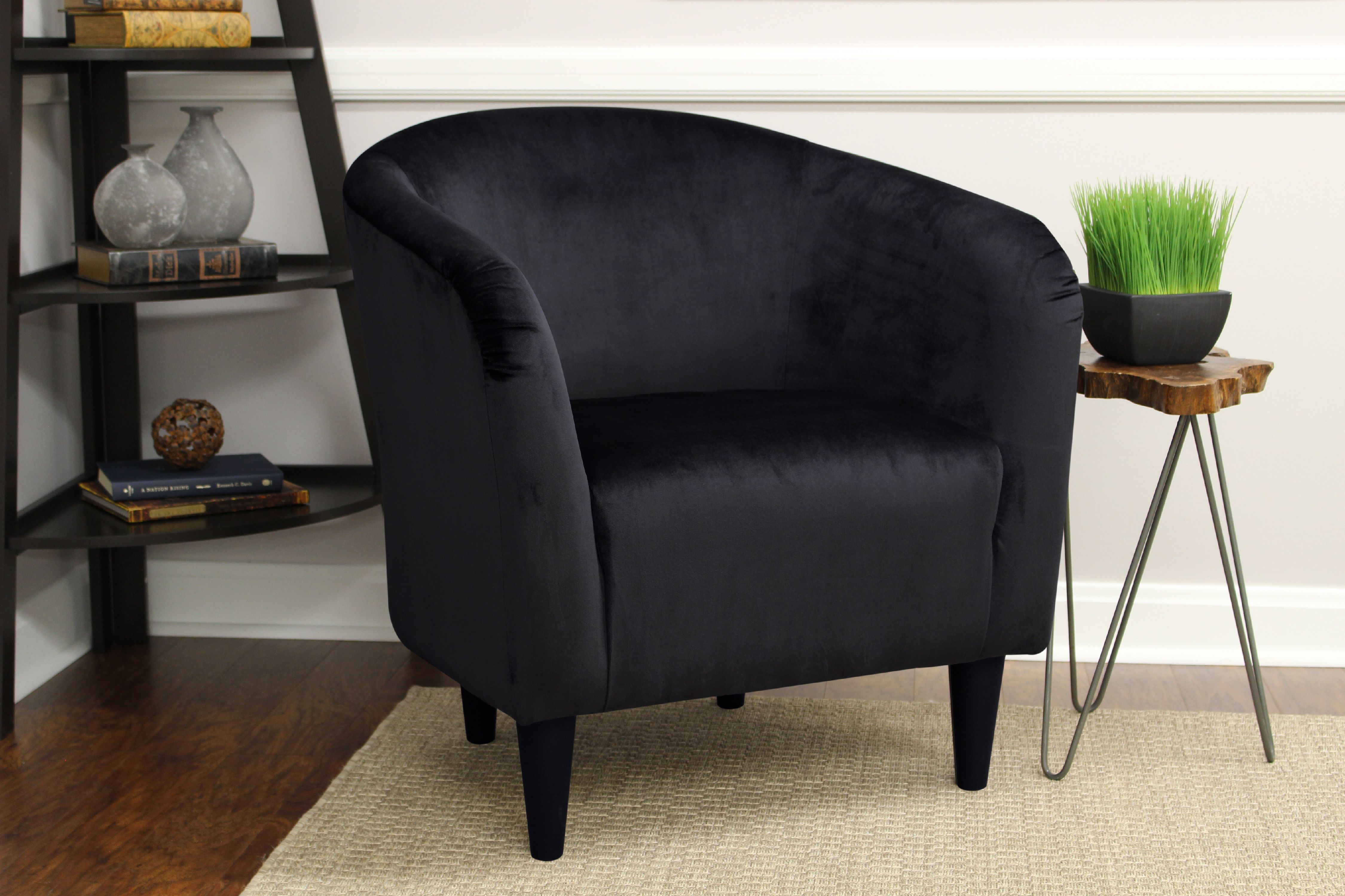 Mainstays Microfiber Tub Accent Chair, Black