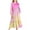 Hot Pink, variant on Children's Gradient Print Long - Sleeved Round Neck Dress, Side Pockets 95% Polyester, 5% Spandex Long Skirt Gradient Dress Yellow 10-11Years