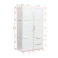 thumbnail image 3 of High Wardrobe, Sideboard Storage Kitchen Cabinet with 2 Doors, 2 Drawers and 5 Storage Spaces, Wood Locker Freestanding Pantry Cabinet Cupboard for Living Room, Bedroom, Dining Room, White, 3 of 7
