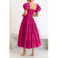 thumbnail image 4 of Vestido PRETTYGARDEN Midi de Verano con Mangas Abullonadas en Rosa Oscuro Talla L, 4 of 8