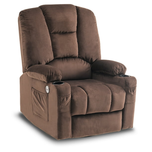 Manual Swivel Glider Rocker Recliner Chair with Heat and Massage