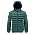 thumbnail image 2 of Wrtxtat Men's Jacket Winter Warm Heavyweight Solid Color Full Zip Puffer Jackets Detachable Hood Windproof Puffy Outerwear Green XXL, 2 of 4