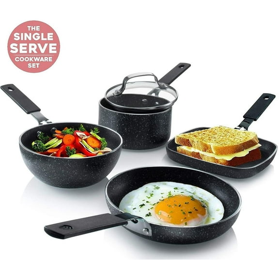 Granite Stone Mini Stackmaster Pots and Pans Set 5 Pcs Nonstick Cookware Set