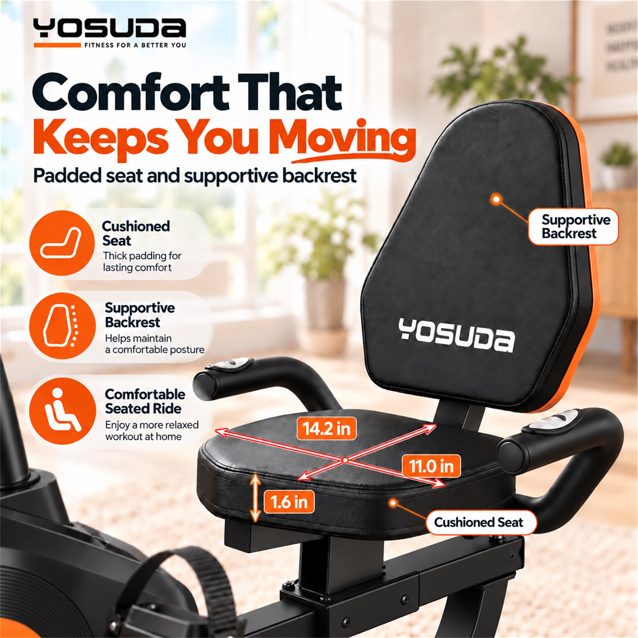 Yosuda Recumbent Exercise Bike 350lbs Capacity photo 4