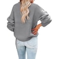 thumbnail image 6 of Baqcunre Sweaters For Women Ladies Fall Winter Wool Knit Round Neck High Neck Loose Version Suitable For Daily Work Wear To Party Wear Lohas Time Sweater Crop Tops Fall Outfits Women Trendy Grey XXL, 6 of 7