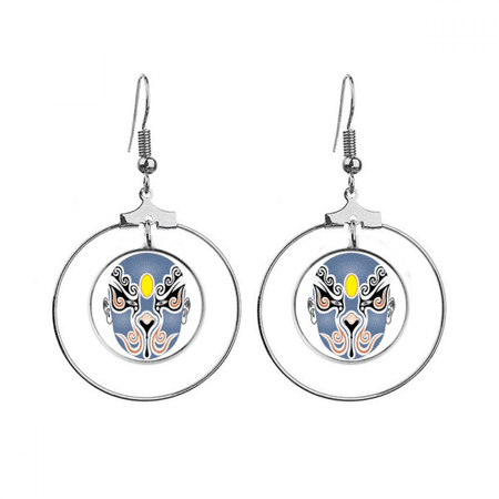 peking opera head colorful baizitu earrings dangle hoop jewelry drop circle