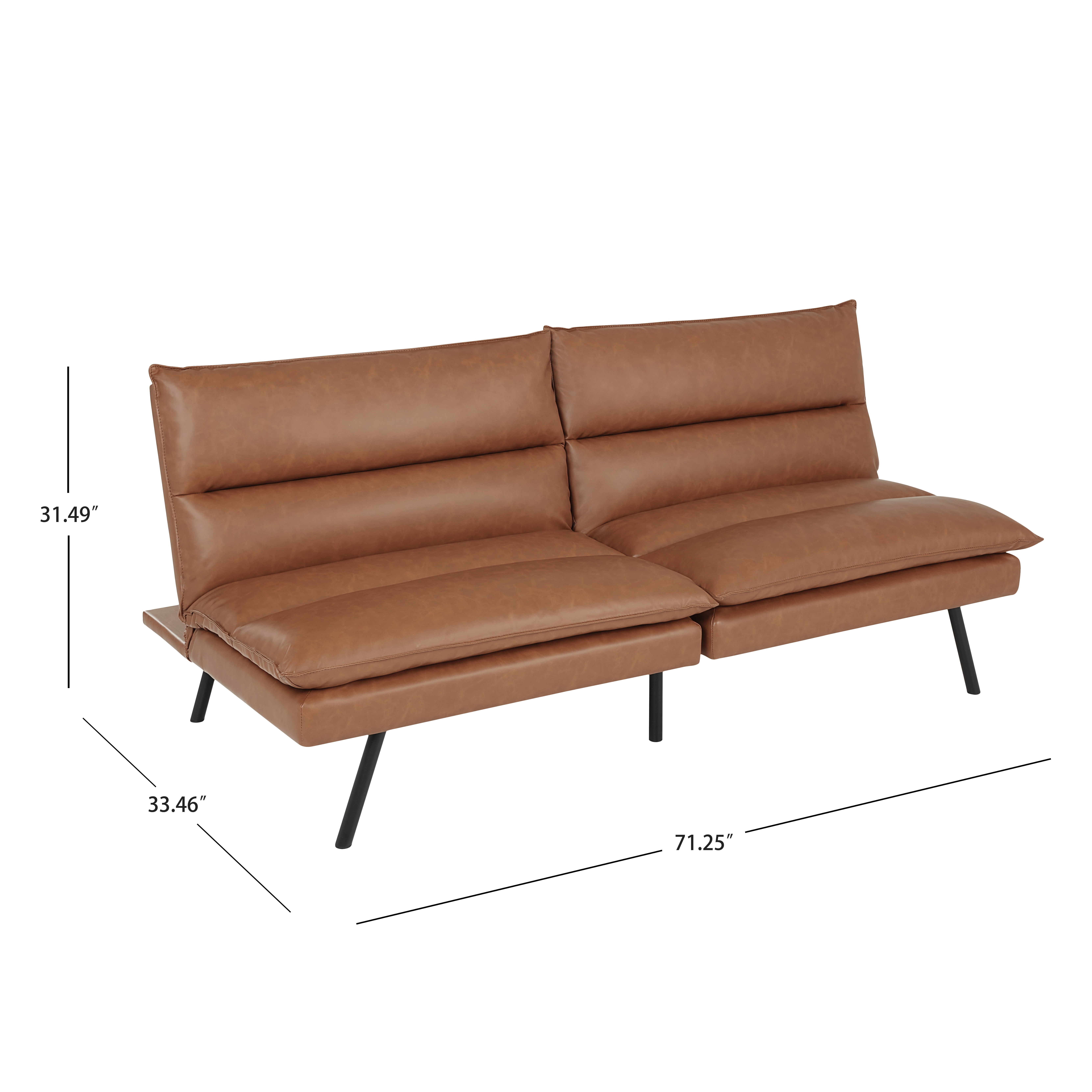 Mainstays Pillow Top 71.25" Futon, Camel Faux Leather