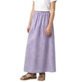 thumbnail image 2 of NAISIBABY Maxi Skirt for Girls, Elastic Waist Summer Casual Over the Knee Kids Flowy Tiered Long Skirt Purple 8T, 2 of 6