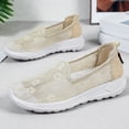 thumbnail image 5 of IEMIEMIEM Sneakers for Women 2026 Fashion Embroidery Floral Mesh Air Comfort Chunky Sole Hidden High Heels Slip On Loafers Breathable Walking Work Shoes with Arch Support Beige 8 Wide, 5 of 7