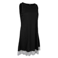 thumbnail image 1 of Vestido corto tipo túnica retro sin mangas de encaje para mujer, holgado, informal, para playa Negro, 1 of 9