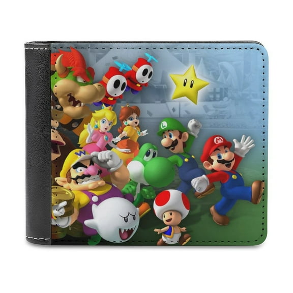 Super Mario Bros Game PU Leather Wallet With Card Slots Bifold Wallet Money Organizers Holder Gift For Men And Women