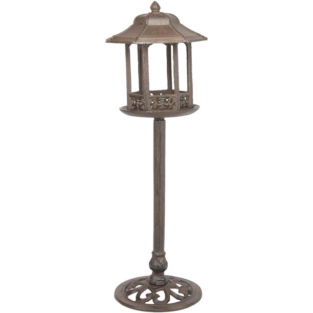 Cast Iron Free Standing Bird Feeder with Vintage Looking Lamp Post