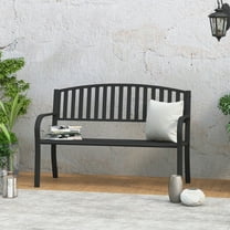 Abble Stainless Steel Weather Resistant Garden Bench, Black
