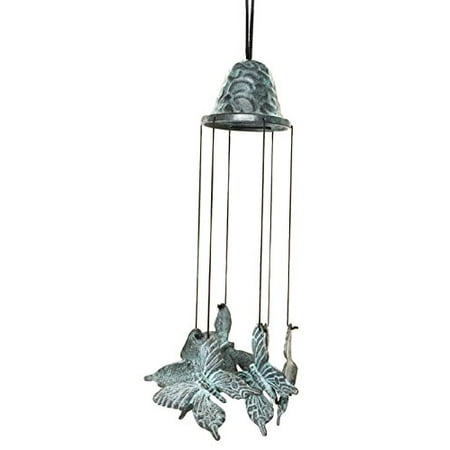 Patio Gift - Beautiful Cottage Garden Butterfly Abstract Art Brass Resonant Relaxing Wind Chime Patio Garden Decor Great Gift For Butterfly Mariposa Lovers Housewarming Present