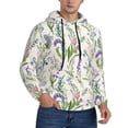 thumbnail image 2 of Pofeuu Wisteria Flower Print Mens Casual Hooded Collar Drawstring Hoodies Pullover Sweatshirts Casual Long Sleeve Shirts-Medium, 2 of 7